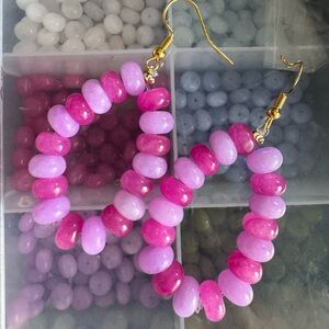 Pink and Purple Gemstone Beaded Earrings